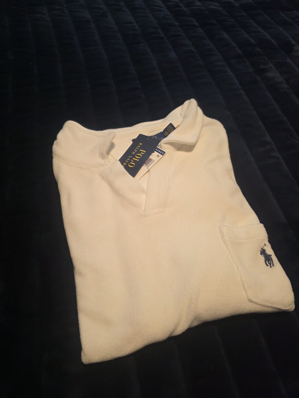 Ralph Lauren Polo Men's Cream V-Neck Pocket Polo